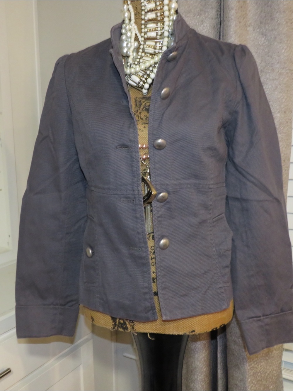 Apt. 9 Women's Charcoal Gray Utility Jacket with Metal Buttons